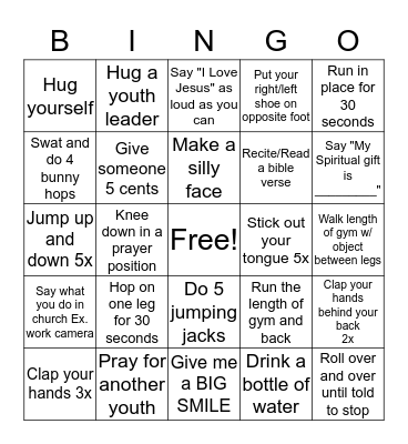 Servant Leader Action Bingo Card