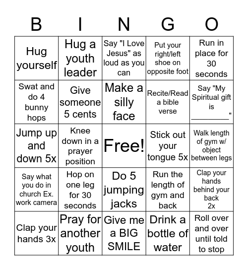 Servant Leader Action Bingo Card