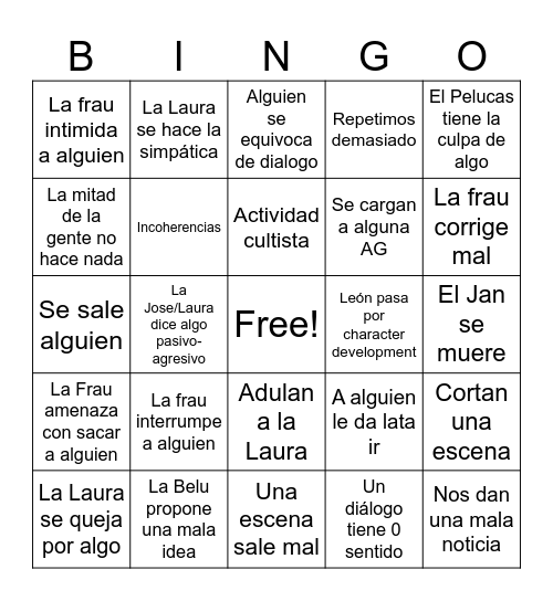 TEATRO! Bingo Card