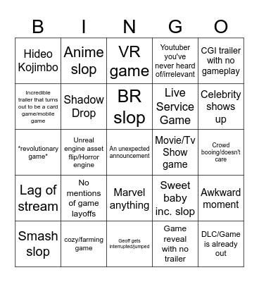2024 NotE3 Bingo Card