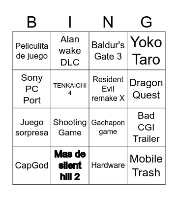 Summer Game Fest Bingo Card