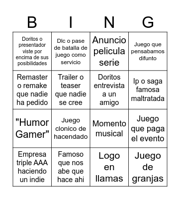 Bingo no e3 Guille Bingo Card