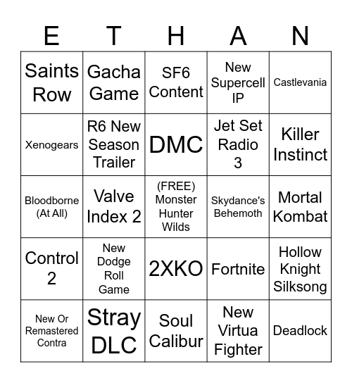 Summer Game Fest 2024 Bingo Card