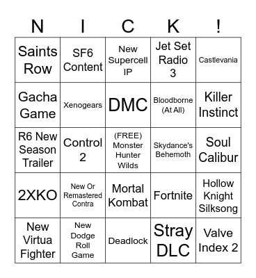 Summer Game Fest 2024 Bingo Card