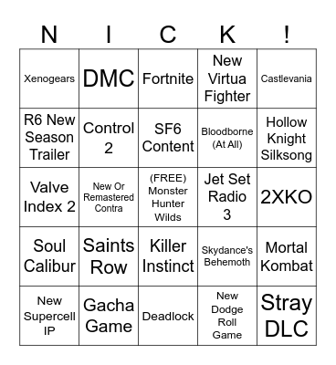 Summer Game Fest 2024 Bingo Card