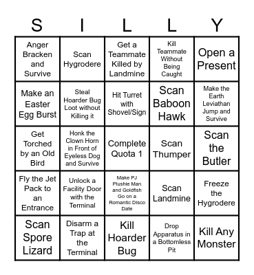 LETHAL COMPANY Bingo Card