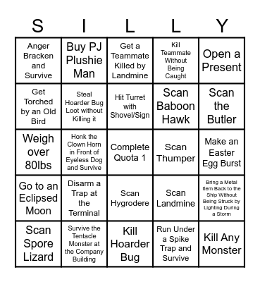 LETHAL COMPANY Bingo Card