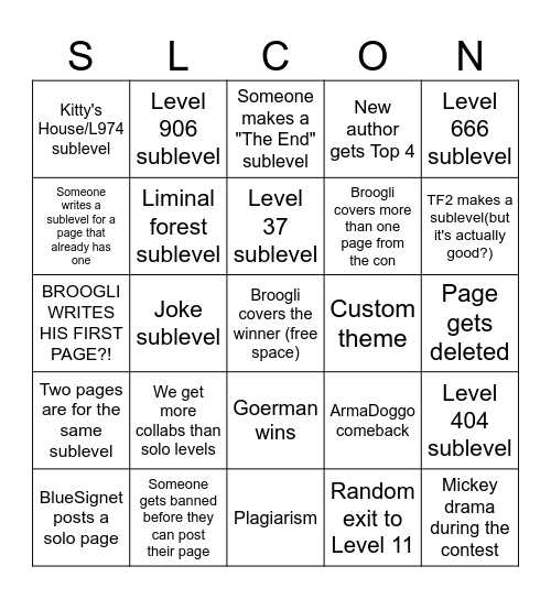 TS SLCon Bingo Card