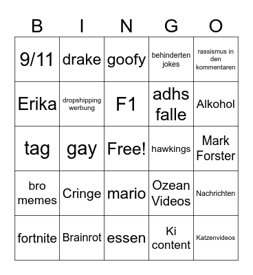 Tiktok Bingo Card