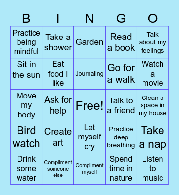 Wellness Bingo Card