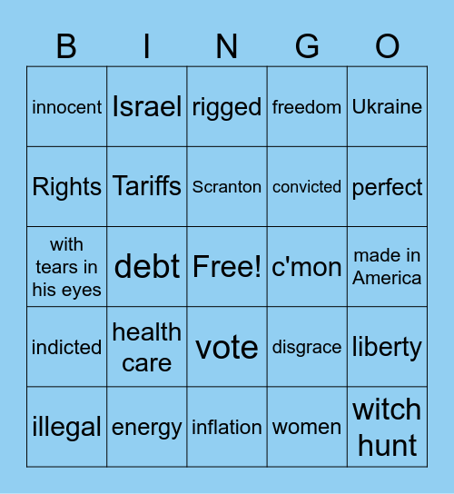 PRESIDENTAIL DEBATE 2024 Bingo Card