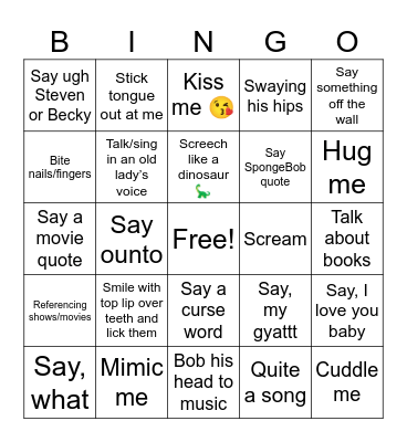 My Baby will Say/Do Bingo Card