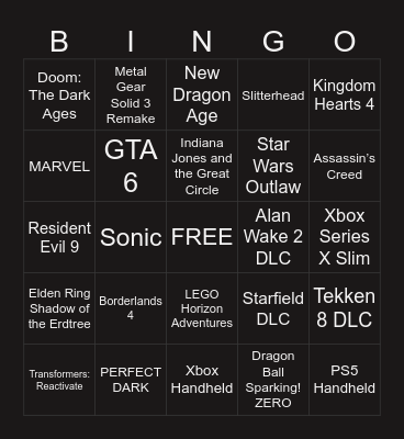 Summer Game Fest 2024 Bingo Card