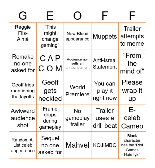 SGF2024 Bingo Card