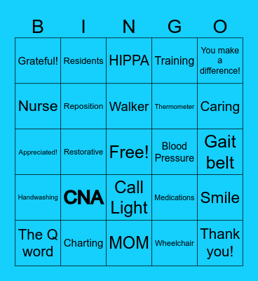 Nursing Week Bingo Card