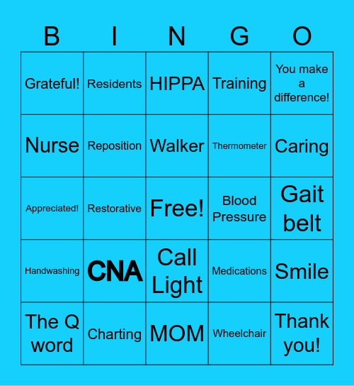 Nursing Week Bingo Card