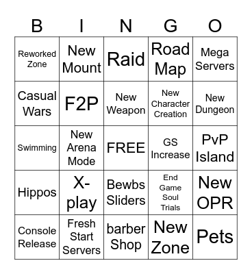 NW Summer Game Fest Bingo Card