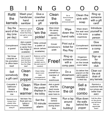 IMAX Bingo Card