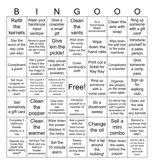 IMAX Bingo Card