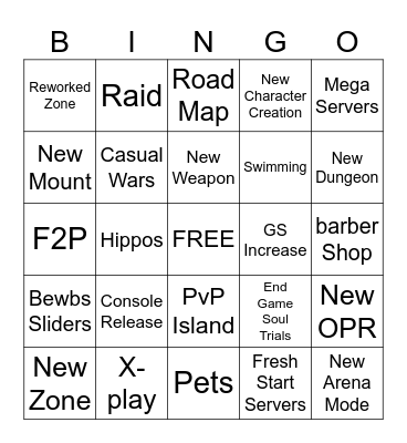 NW Summer Game Fest Bingo Card