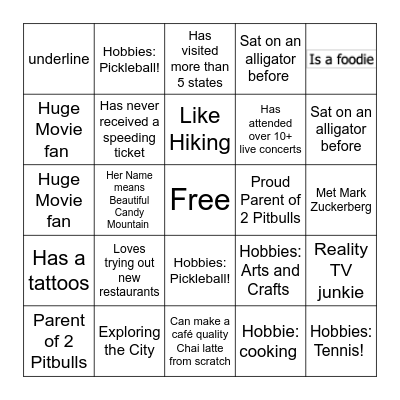 SF Social Club Bingo Card