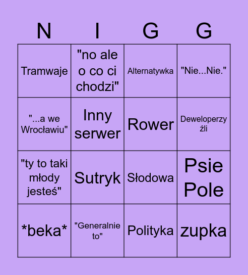 Jaskier Bingo Card