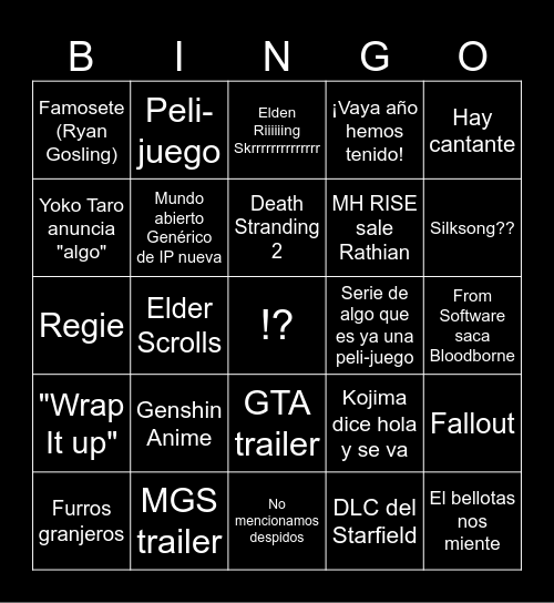 E3n't Bingo Card