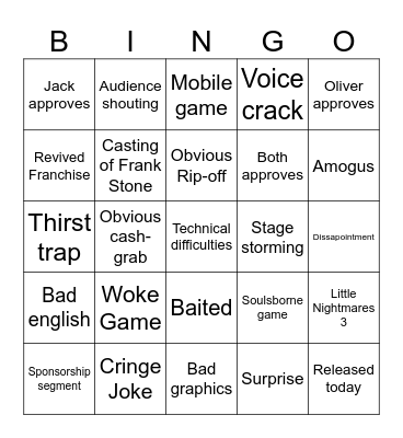 Summer Game Fest Bingo Card