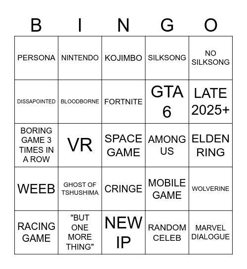 Untitled Bingo Card