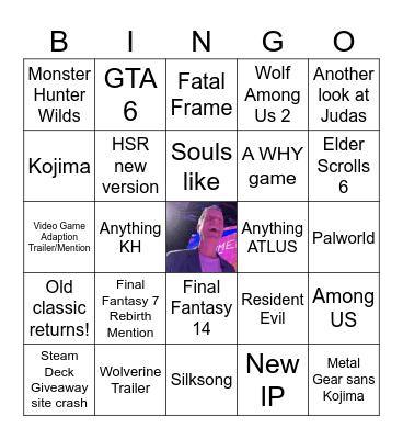 Summer Game Fest 2024 Bingo Card