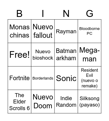 Summer game fest 2024 Bingo Card