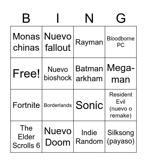 Summer game fest 2024 Bingo Card