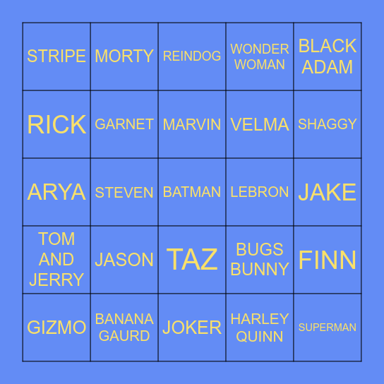 MVS FULL ROSTER CLEAR Bingo Card