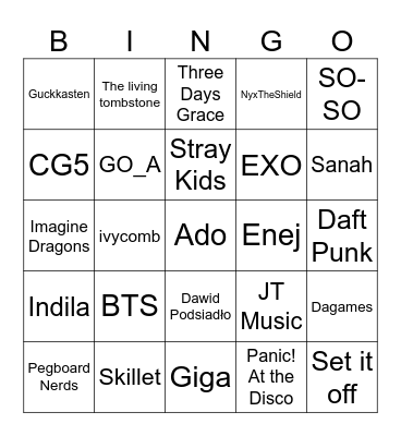 Darkus's spotify music Bingo Card