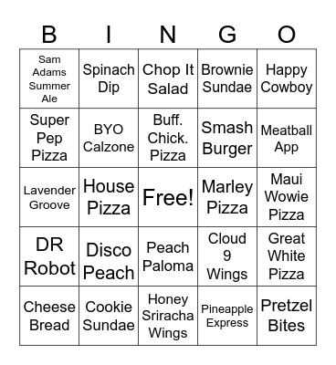 FOOD AND DRINKS Bingo Card