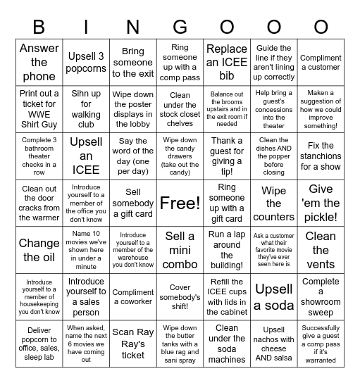 IMAX Bingo Card