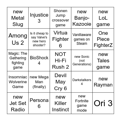 SGF (Xbox included) Bingo Card