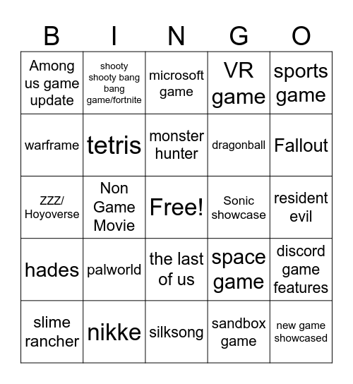 SummerGameFest 2024 Bingo Card