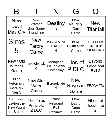 SGF2024 Bingo Card