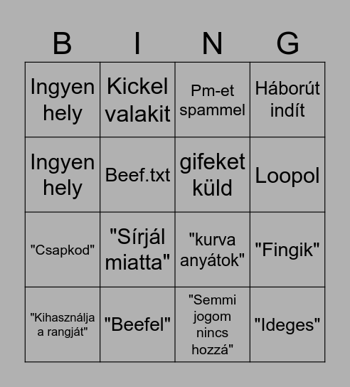 Csempe Bingo Card