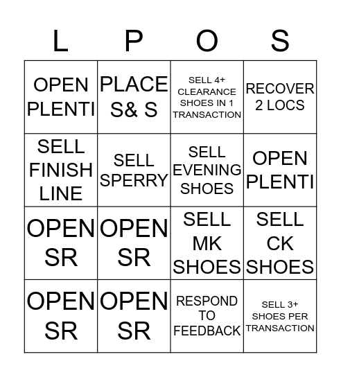 LPOS /ODS Bingo Card