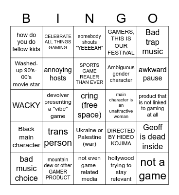 Summer game fest bingo Card