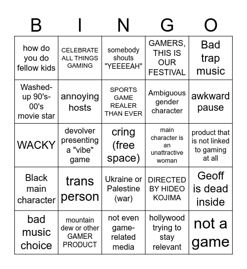 Summer game fest bingo Card