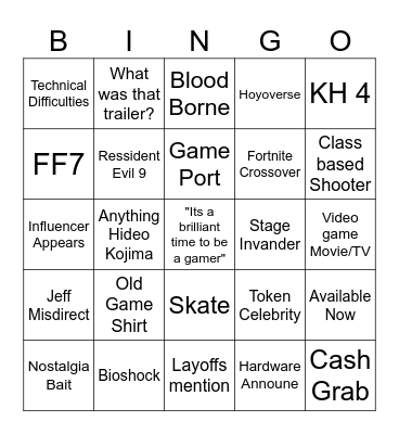 SGF 2024 Bingo Card