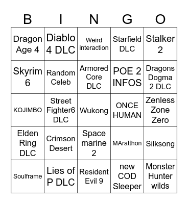 Summer Games Fest 2024 Bingo Card