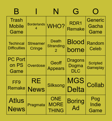 Summer Cumfest 2024 Bingo Card