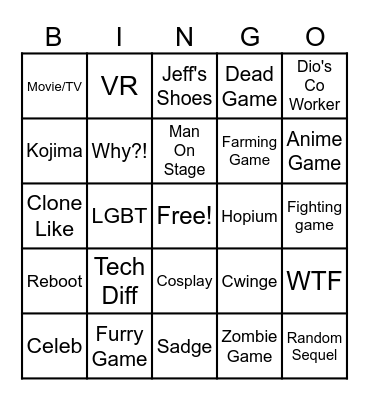 Summer Game Fest Bingo Card