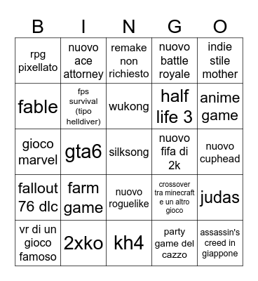 summer game fest Bingo Card