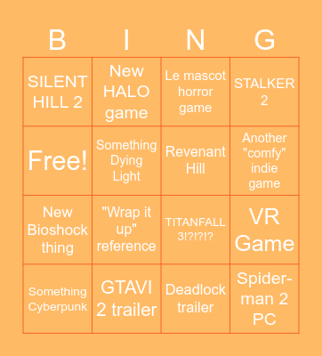 SUMMER GAME FEST 2024 Bingo Card