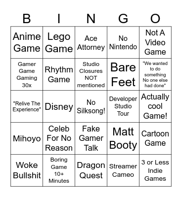 Summer Game Fest Bingo Card